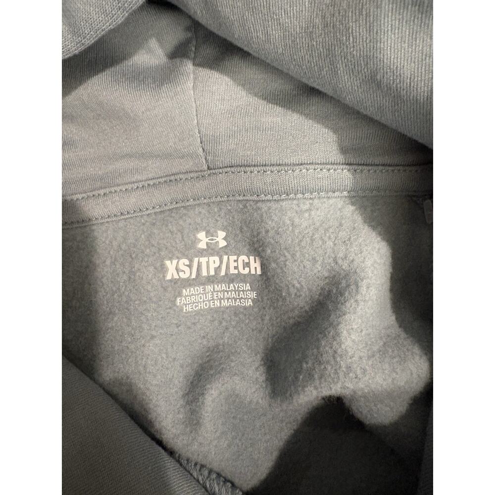 Under Armour Woman's Rival Greenish Blue Fleece Metallic Logo Hoodie XS NWOT - Picture 3 of 6